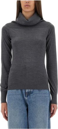 Stella McCartney Off-Shoulder Jumper met lange mouwen - Dames - Coltruien - Grijs - L - Wol - Truien & Vesten