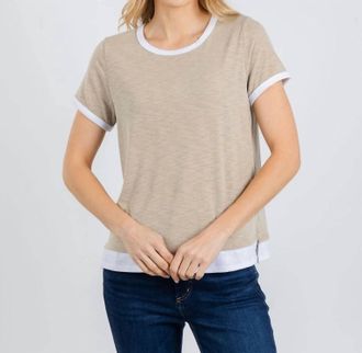 Nally & Millie Leah Layered Tee In Khaki