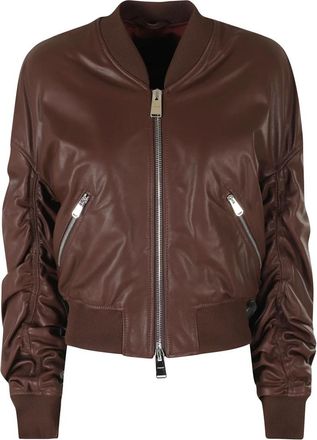 Dondup Oversized Nappa Leren Bomberjack - Dames - Bomber jackets - Bruin - M - Leer - Jassen