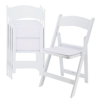Elama 4 Piece Plastic Folding Resin Chair in White with Removable Seat Pad