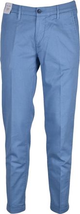 Re-hash Blue Linen Cotton-Blend Tailored Trousers
