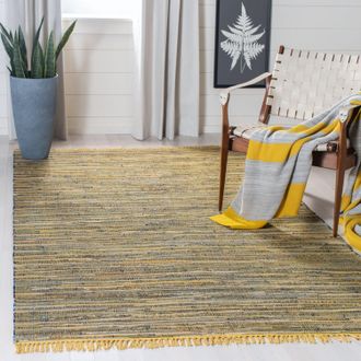 Safavieh Rag Rug Hand Made Area rug, Yellow / Multi Bohemian Style Non-Shedding