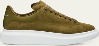 Alexander McQueen Mens Oversized Suede & Leather Low-Top Sneakers