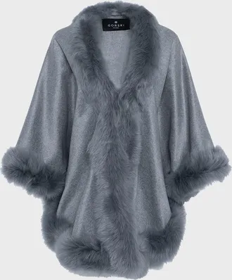 Gorski Cashmere Capelet with Lamb Shearling Trim