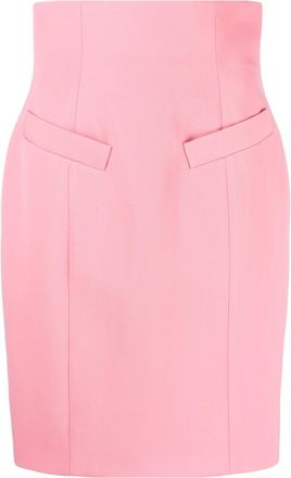 Balmain high-waist wool pencil skirt - women - Cotton/Viscose/Wool - 38 - Pink