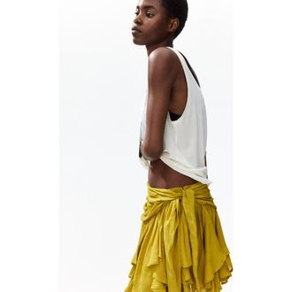 H&M Asymmetric Viscose Mini Skirt in Mustard Yellow at Nordstrom, Size X-Small