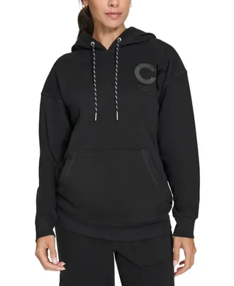 Calvin Klein Eco Hoodie Womens Black Fleece Long Sleeve Pullover FTS1564