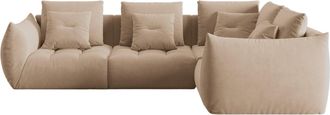 MICADONI 5-Sitzer Design Ecksofa Bloom mit Eckteil rechts - Samtbezug