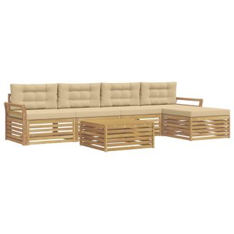 vidaXL Conjunto De Sof&aacute;s De Exterior 6 Uds. Y Beige Poli&eacute;ster Vidaxl