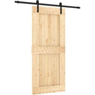 vidaXL Vidaxl - Puerta Corredera Con Herrajes Madera Maciza De Pino 90x210 Cm