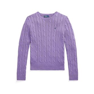 Polo Ralph Lauren Round-neck Knitwear, female, Purple, Size: XS Stylish Vesta for a trendy look