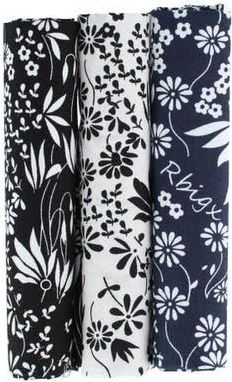 Trafalgar Store Ezraa Stately Floral 3 Pack Cotton Handkerchiefs in Black, White, Navy Blue at Nordstrom