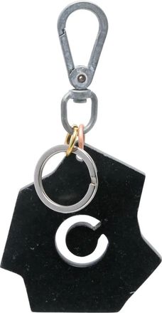 Objects IV Life logo cut-out keychain - unisex - Recycled Brass/Recycled PVC - One Size - Black