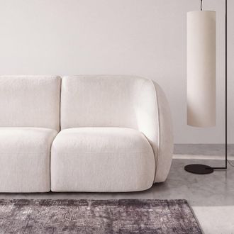 Maisons du monde Reposabrazos derecho para sof&aacute; modular de tejido de poli&eacute;ster efecto lino beige
