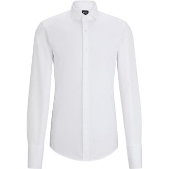 HUGO BOSS Mens Spread Collar Long Sleeve Regular Fit Shirt in White - Size 16.5 inch