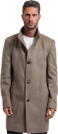 HUGO BOSS Formele Jas - Heren - Mantel - Beige - L - Wol - Jassen