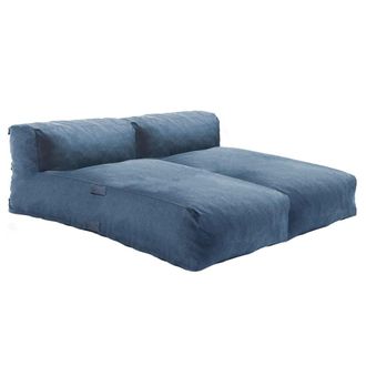 Oviala Conjunto modular de muebles de jard&iacute;n con 2 chaise azul Pac&iacute;fico