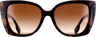 Burberry Cat Eye Womens Dark Havana with Check Brown Gradient BE4393 Meryl - One Size