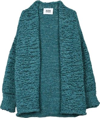 Alpha Studio Green Polyester Polyamide Braided Ribbon Cardigan