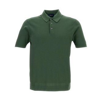 Drumohr Polo Shirts, male, Green, Size: 2XL Short Sleeve Cotton Polo