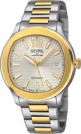 Gevril Group Mens Stuyvesant 316L Stainless Steel IPYG Top Ring Case, Cool Gray Dial, Two toned Bracelet Watch. - Silver & Gold - One Size
