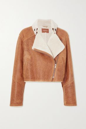 Isabel Marant Giacca Cropped In Shearling Apstya - Marrone