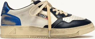 Autry MEDALIST LOW SUPER VINTAGE SNEAKERS IN WHITE, SPACE BLUE AND BLUE LEATHER