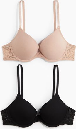 H&M 2er-Pack Push-up-BHs - Beige