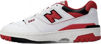New Balance Mens 550 Low Top Leather Lace Up Sneakers In White, Red