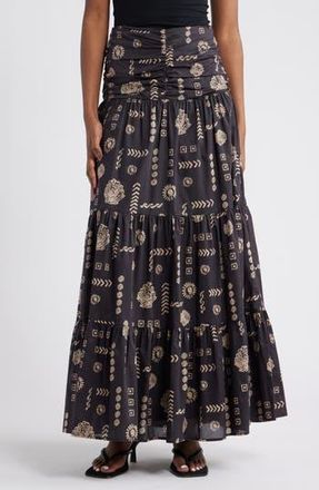 Rails Agatha Floral Tiered Cotton Maxi Skirt in Beach Shells at Nordstrom Rack, Size Xx-Small