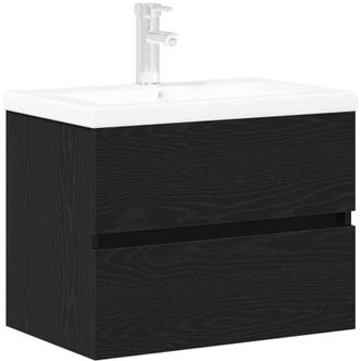 vidaXL Gabinete para Lavabo con puerta Roble negro 60 x 39 x 62 cm vidaXL