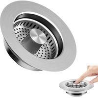 OEM Colador De Fregadero, Colador De Desag&uuml;e 3 En 1 De Acero Inoxidable Con Apertura Emergente Para Fregaderos De Cocina, Colador De Fregadero Universal, 