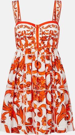 Dolce & Gabbana Vestido corto Majolica de popel&iacute;n de algod&oacute;n
