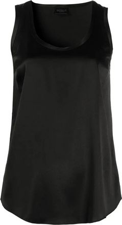 Brunello Cucinelli Zijden Stretch Top Zwart - Dames - Tops zonder mouwen - Zwart - L - Satijn - Tops