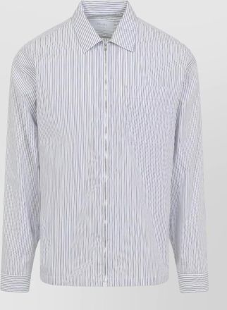 Prada striped point collar shirt chest pocket long sleeves