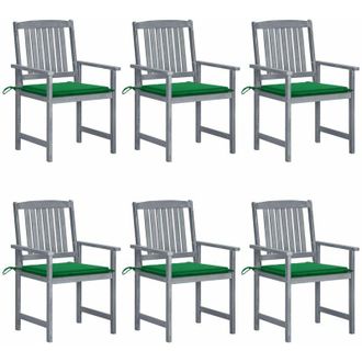 vidaXL Sillas De Jard&iacute;n Con Cojines 6 Uds Madera Maciza De Acacia Gris Vidaxl