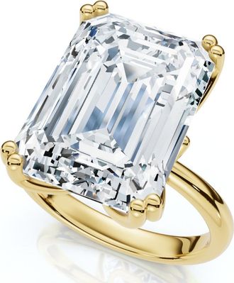 Pompeii3 Certified 10Ct Emerald Cut Diamond Solitaire Engagement Ring 14k Gold Lab Grown
