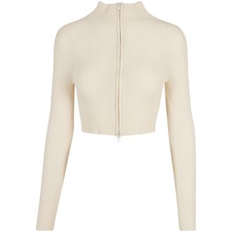 Urban Classics Dames/Dames Ribbed Gebreid Cropped Vest (Wit zand)