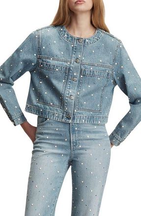 Veronica Beard Lowry Embellished Studded Denim Jacket in Amethyst Frost at Nordstrom, Size X-Small