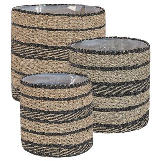 Beliani Beliani - Conjunto De 3 Macetas De Algas Marinas Natural Cestas Para Plantas Interior Rasbora