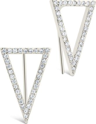 Sterling Forever Janine Cubic Zirconia Geometric Threader Earrings in Silver at Nordstrom Rack