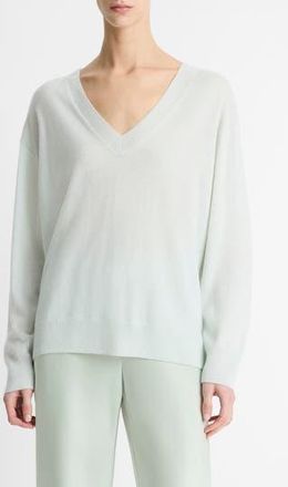 Vince Cashmere & Silk V-Neck Sweater in Aqua Dew at Nordstrom Rack, Size Medium