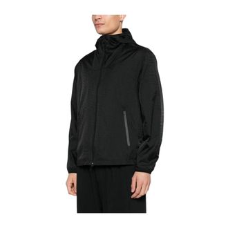 Emporio Armani Regular Fit Hooded Jacket - Heren - Zomerjassen - Zwart - 3XL - Leer - Jassen