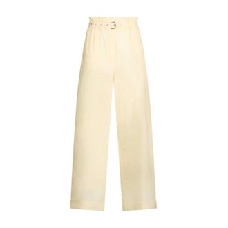 Liu Jo Wide Trousers, female, Beige, Size: XS High-rise Trousers