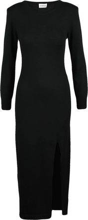 P.A.R.O.S.H. Long Black Knit Dress With Subtle Side Slit