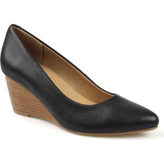 National Comfort Wedge Pump in Black Leather at Nordstrom, Size 11