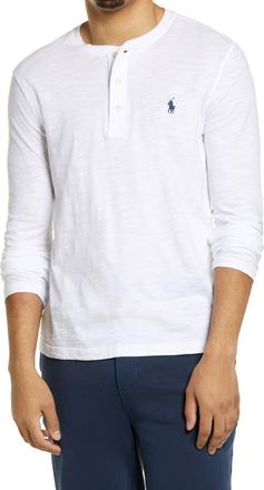 Polo Ralph Lauren Mens Long Sleeve Henley T-Shirt in White at Nordstrom, Size Xx-Large