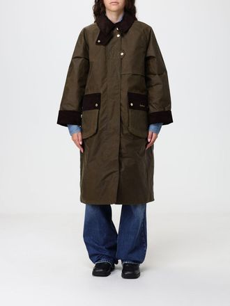 Barbour Giacca lunga Kirklees in cotone cerato con colletto in velluto a coste