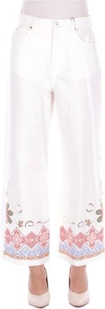 Max Mara Wide Broeken - Dames - Wijde Broeken - Wit - XS - Katoen - Broeken