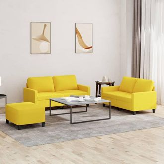 vidaXL Juego De Sof&aacute;s Con Cojines 3 Piezas Tela Amarillo Claro Vidaxl